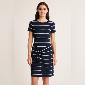 Club Monaco Twansia Stripe Side Tie Dress In White Mu Size X-Small